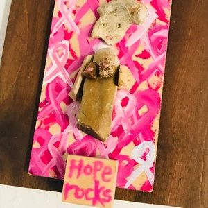 Unique HOPE ROCKS Breast Cancer 3D Art